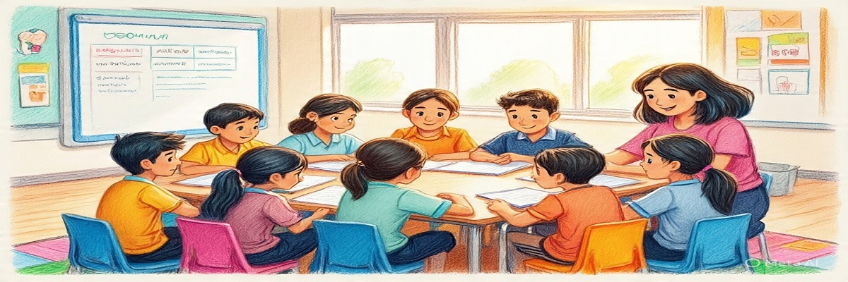 Students learning in a classroom